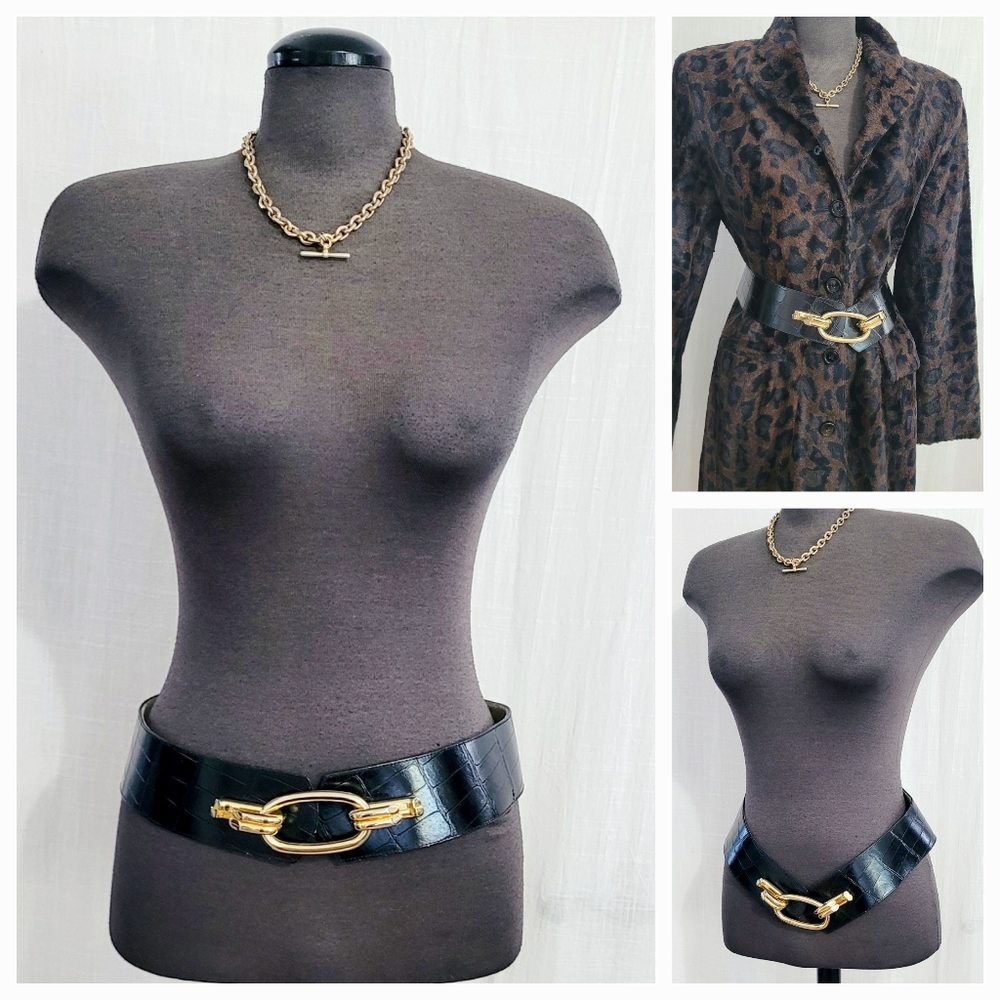 Black Leather Belt / 32 in long